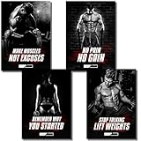 CLEAN SPORTS® Fitnessposter - Gym Bilder 4er Set Motivation für Bodybilder im Din A2 Format -...