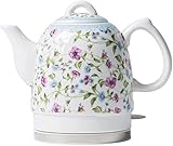 JMOUZHG Elektrische Keramik Cordless Wasserkocher Teekanne-Retro 1,5L Kanne, 1350w Wasser Fast Für...