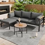 Merax Gartenmöbel Set, Loungemöbel mit Sofa, Couchtisch & Fußhocker, Gartenlounge mit Verzinkter...
