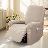 4-Teilig All-Inclusive Sesselbezug, 1 Sitzer Relaxsessel Sesselbezug Stretchhusse mit Taschen,...