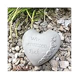 Radami Grabherz Gedenkstein - Wir vermissen Euch - Grabschmuck Grabdeko Trauerherz 10cm, Handarbeit...