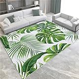 Wohnzimmerteppich 120x180 cm Grüne Blätter Shaggy Teppich Flauschig Weich Groß Teppiche für...