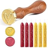 6 Stück Siegellack mit Dochten und Wachssiegel Stempel, Siegelwachs set für...