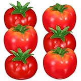 DECORNIJIA 6 Stück Teiliges Künstliches Tomaten Kunststoff und Schaumstoff Realistische Deko...