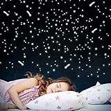 Wandkings 252 Sterne und Sternschnuppen für Sternenhimmel, extra starke Leuchtkraft, Wandsticker...