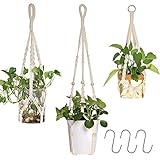 AceList Makramee Blumenampel 3er Set – Pflanzenampel für Innen & Außen, Blumenampel Hängend...