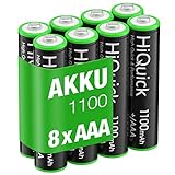 HiQuick Micro AAA Akku, NI-MH 1100mAh wiederaufladbar Batterien, geringe Selbstentladung 1.2V Akku,...