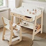 Giant bean Kinder-Schreibtisch-Set mit Stuhl Holz-Kinderset mit höhenverstellbarem Schreibtisch &...