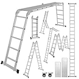 Cecaylie 4x5 Mehrzweckleiter 582cm 7 in 1 Alu Leiter Vielzweckleiter Klappleiter Haushaltsleiter...