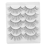 BAZEITFLOW 5 Paare Chemiefaser Falsche Wimpern Kurz Natürliches Aussehen Voluminös Damen...