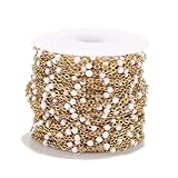 2 mm Breite, m, Edelstahlketten zur Schmuckherstellung, Emaille-Kugelperlenkette mit ovalen Perlen...