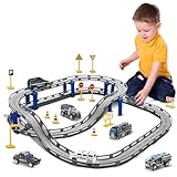 BASAMOU Elektrische Eisenbahn Kinder 3 4 5 6 7 8 Jahre, Autorennbahn Rennbahn Zugspielzeug Kinder,...