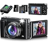 Digitalkamera 4K, 48MP Autofocus Kompaktkamera Fotokamera mit 32GB Karte, 3 Zoll 180°...
