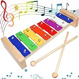 Xylophon Glockenspiel Holz Musikinstrumente für Erwachsene Kinder Mit 2 Glockenspiel Schlägel Bunt...