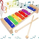 Xylophon Glockenspiel Holz Musikinstrumente für Erwachsene Kinder Mit 2 Glockenspiel Schlägel Bunt...