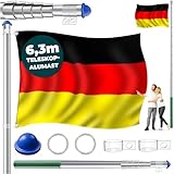 KESSER® Teleskop Fahnenmast Aluminium 6,30m Bodenhülse 60cm inkl Deutschlandfahne...