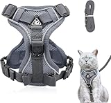 Verstellbares Katzengeschirr Ausbruchsicher, Katzengeschirr mit Leine Set, Softgeschirr für Katze...