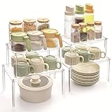 Cnwinu 4er Set Küchen Organizer, Clear Gewürzregal, Stapelbare Gewürz Organizer, Küchenregal...