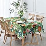 Tischdecke Abwaschbar Rechteckig, Hawaiian Palmblätter Fleckschutz Wasserdicht Tischdecken Florals...