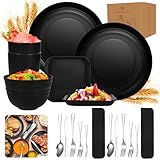 20PCS Camping geschirr Set 2 Personen,Plastikgeschirr mit Edelstahl Campingbesteck,Unzerbrechliches...