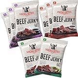 Viking Bites Beef Jerky Mischkarton 400g (8 x 50g) – 3x Barbecue, 3x Teriyaki, 2x Jalapeno –...