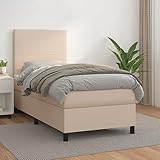 Teenpull Boxspringbett mit Matratze, Kunstleder Cappuccino-Braun 80x200cm, gepolstertes Design mit...