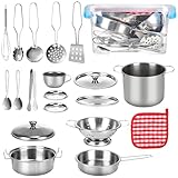 20 STK Kinderküche Zubehör Set, Matschküche Zubehör, Edelstahl Pretend Matschküche Kinder...