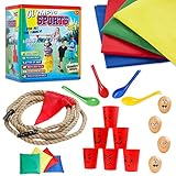 Outdoor Spiele für Kinder Set Gartenspiele für Kinder Sackhüpfen Eierlaufen Tauziehen Dosenwerfen...