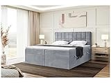 MEBLINI Boxspringbett mit Bettkasten - Gepolstert Doppelbett mit Matratze und Topper - Polsterbett...