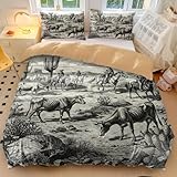 Western Ranch Rodeo Bettbezug mit Cowboy-Pferd-Motiv, rustikaler Bauernhaus-Stil, weiche Mikrofaser...