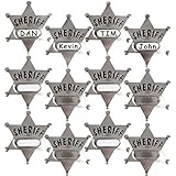 Bedwina Sheriff-Abzeichen aus Metall – (24 Stück) Silberne Stern-Namensschilder mit Aufklebern...