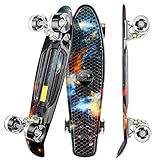 WeSkate Kinder Retro Skateboard 22' 55cm Mini Cruiser ABEC-9 Kugellager mit PU LED Leuchtrollen für...