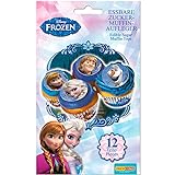 DECOCINO Muffin-Aufleger Frozen – 12 Stück, ø 4,5 cm - essbare Disney Eiskönigin Kuchen-Deko,...