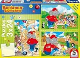 Schmidt Spiele 56400 Benjamin Bluemchen, Zoo, 3x24 Teile Kinderpuzzle, Bunt