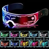 Kimimara Cyberpunk LED Brille - Party Leuchtbrille Leuchtende Visor Glasses - High Tech