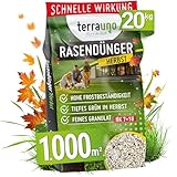 TerraUno Herbstdünger Rasen, mit extra Kalium für Winterschutz, Rasendünger Herbst, 20 kg für...