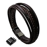 murtoo Herren Armband Edelstahl Echtleder Armband Naturstein Geflochten Mit Magnet Verschluss...