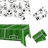 2 Stück Fussball Tischdecke – Fußball Geburtstag Deko Jungen 130x275 cm – Fußball Party...
