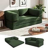 MeMoreCool 4-in-1 Boneless Couch, Umwandelbares Schlafsofa mit Armlehnen, Faltbare Matratze und...