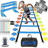 YGORTECH Fußball Trainingsset Koordinationsleiter Fussball Trainingszubehör mit 6m Trainingsleiter...