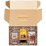 L'Oréal Men Expert Pflegeset gegen müde Haut für Männer, Geschenkset mit Waschgel, Duschgel und...