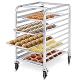 COSTWAY Tablettwagen für 10 Tabletts, Regalwagen Servierwagen Aluminium, bis 15 kg pro Blech,...