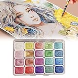 Xevinas Aquarellfarben Set, 20 Schimmerndes Aquarellfarben Metallic Farben In Tragbarer Box,...