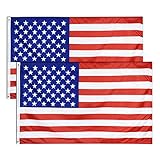 2 Pcs USA Flagge,90 × 150 cm Amerikanische Fahne mit Messingösen Wetterfest Farbecht United States...