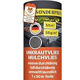 SCHNÄPPCHENFUCHS 50g/m² Unkrautvlies 50m² 1x50m Rolle - wasserdurchlässig & extra reißfest 50 x...