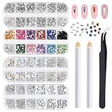 VMUTGA 4300 Stück Strasssteine für Nägel, 4 Boxen Nail Art Strasssteine Transparenter Strass...