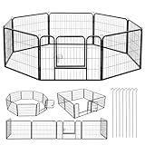 Juskys Welpenauslauf - Welpenlaufstall 8-teilig aus Metall- Freigehege mit Tür - Welpengitter für...