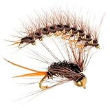 SUPVOX 12 Stück Teiliges Fliegenfischen Köderset Kupferkopf Lifelike Fly Hooks mit Pfauenfeder...