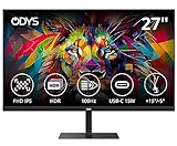 ODYS i27 Monitor - 27-Zoll-Bildschirm im rahmenlosen Design, Full HD, 100 Hz, mit HDR, IPS Panel,...