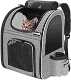 Pecute Haustier Rucksack mit Netzfenster, Tragbare und Faltbare Katzentasche, Atmungsaktive und...